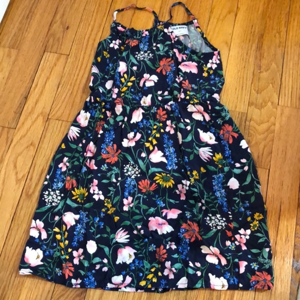 Girls old Navy spaghetti tank dress floral print‎ small 6-7